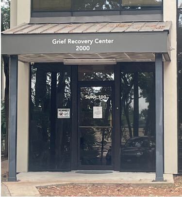 Office entrance for houston grief counseling practice.